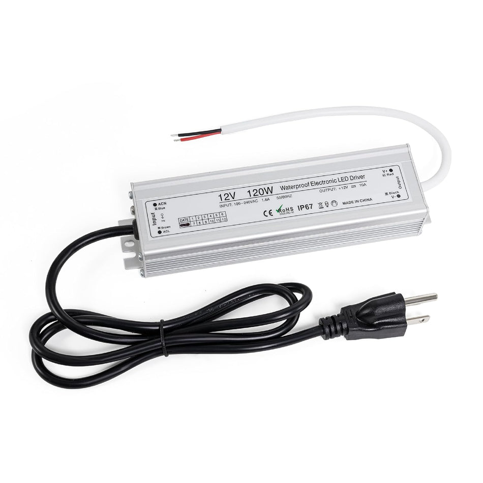 120W 12V LED Power Supply Driver 10A AC 100-260V to 12V DC Transformer IP67 Waterproof