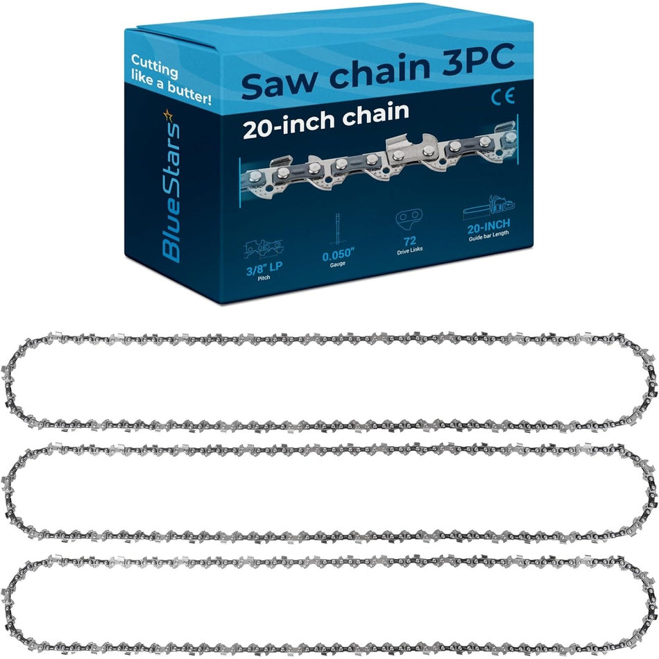 3-pack 20-inch Chainsaw Chain 3/8" LP Pitch, 0.050" Gauge, 72 Drive Links