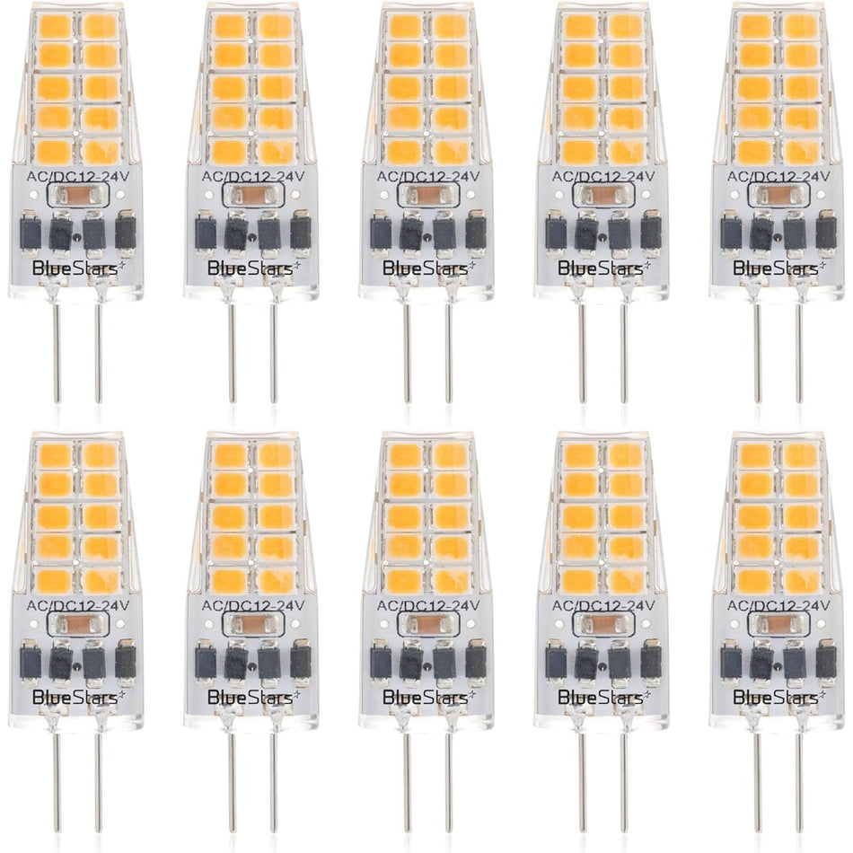 G4 LED Bulb 2W Equivalent 30W Warm White 3000K 250Lm 360°Beam Angle AC/DC 12V G4 Bi-Pin Base - T3 Halogen Bulb Replacement for Outdoor Landscape Lighting Chandeliers - Dimmable Pack of 10