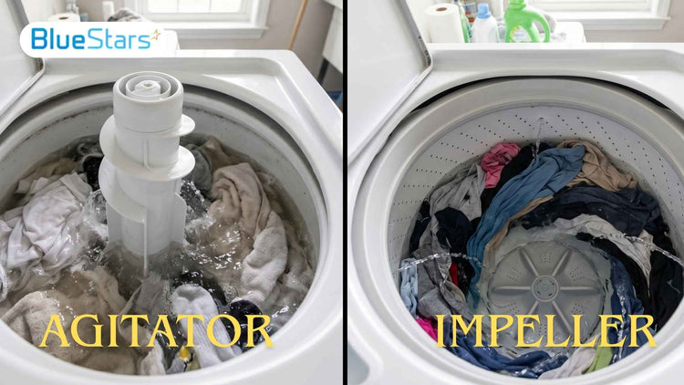 agitator vs impeller washer comparison showing two top load washing machine designs