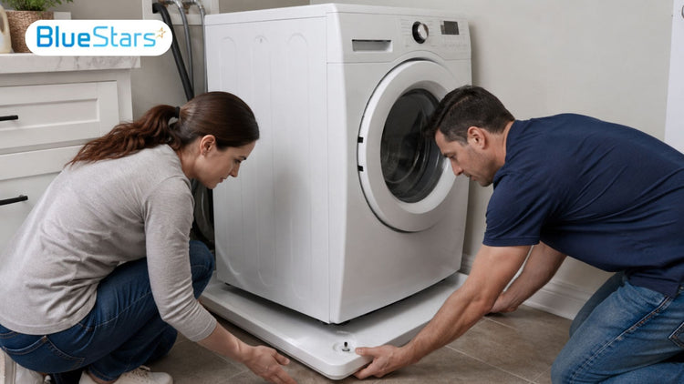 install washer drain pan under washing machine
