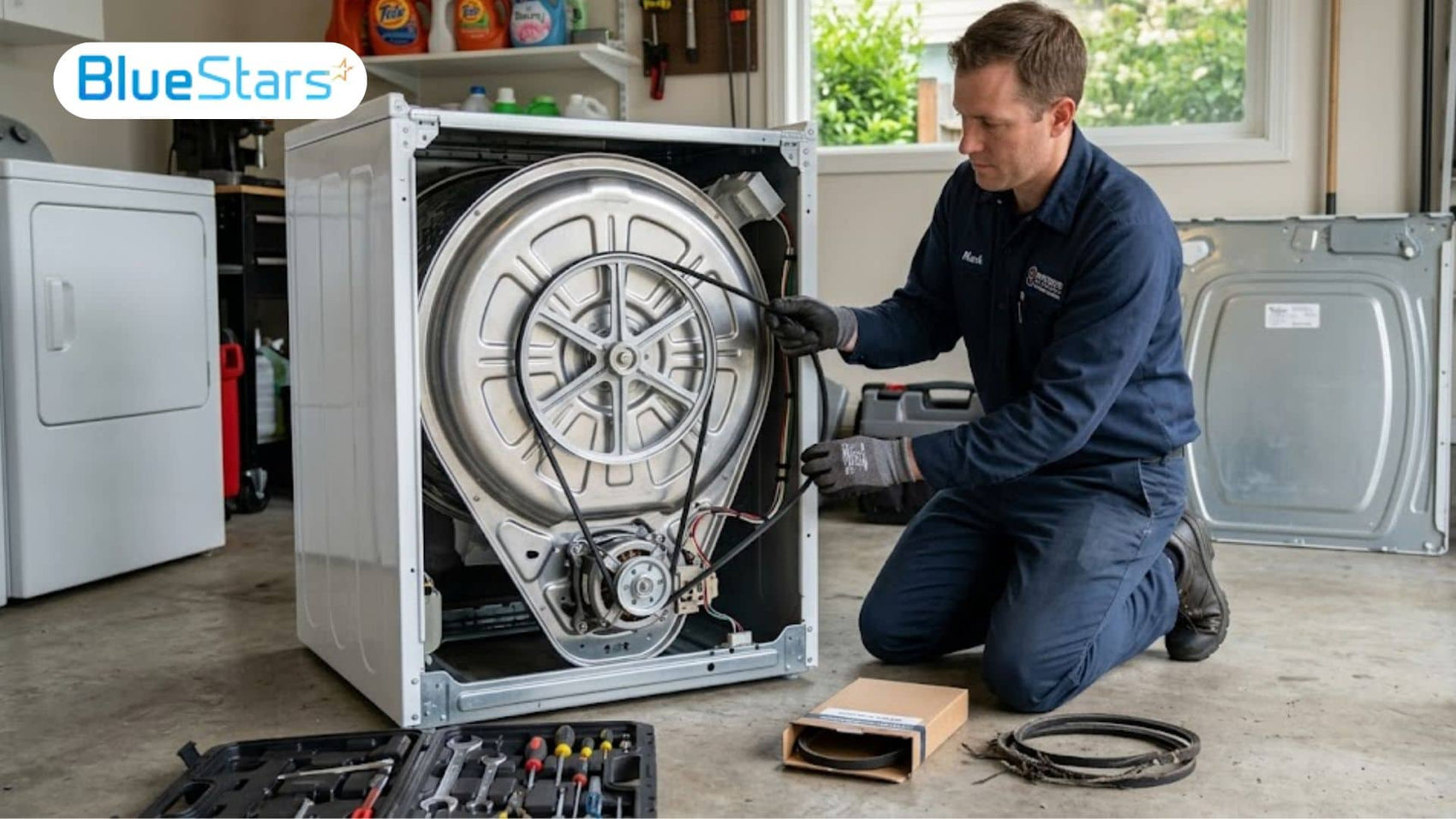 washer belt replacement cost repair technician replacing washing machine drive belt