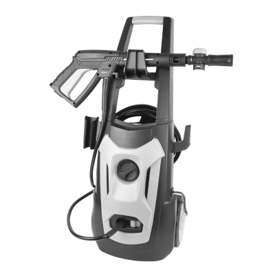 Assortment of pressure washer parts including hoses, spray guns, and pump fittings