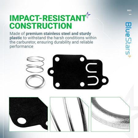 5021K carburetor diaphragm gasket kit with spring and cap for 2HP-5HP engines, showing component details.