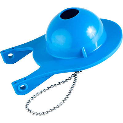 Blue AquaSource toilet flapper replacement with metal lift chain.