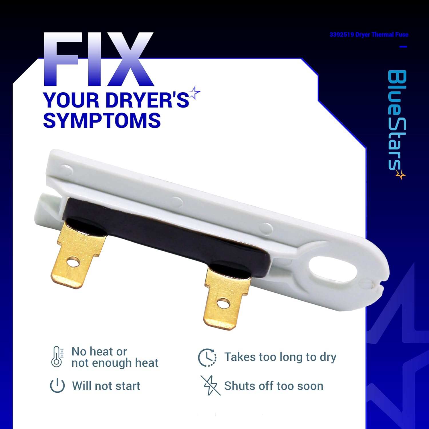 3392519 Dryer Thermal Fuse for Whirlpool, Kenmore (2-Pack)