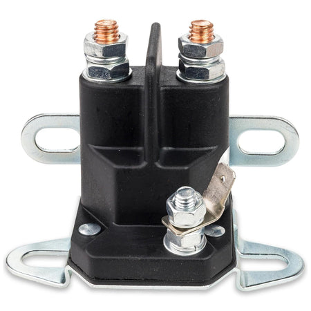 108-5349-00 starter solenoid, front view showing three terminals and mounting brackets