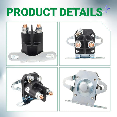 108-5349-00 Starter Solenoid, four-angle product detail views showing black relay and mounting bracket