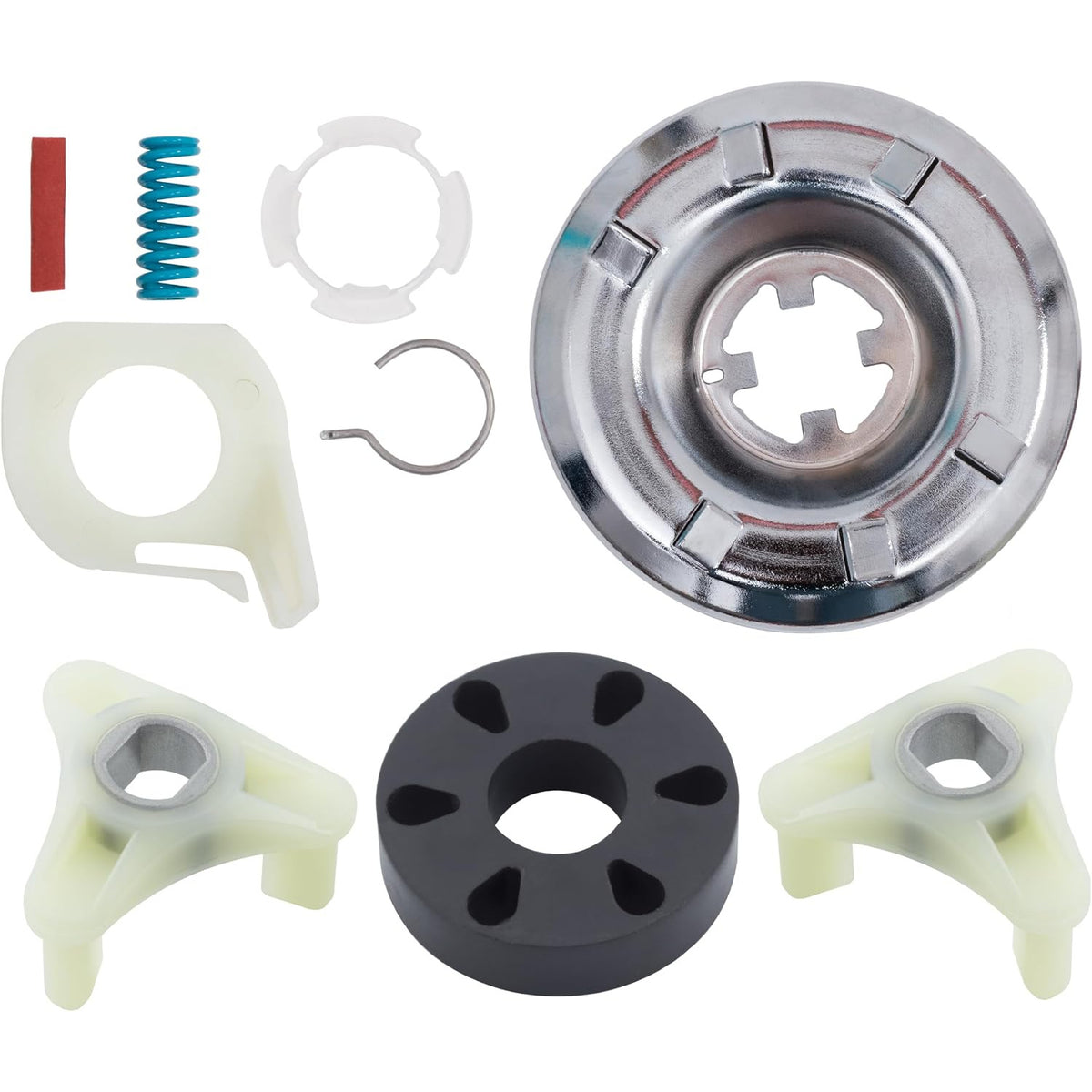 285785 Washer Clutch Assembly Kit & 285753A Motor Coupling, components arranged on a white background