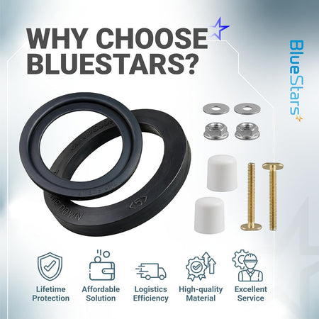 385311652 & 385311658 RV Toilet Seal Kit for Dometic 300 Series, seals and hardware displayed