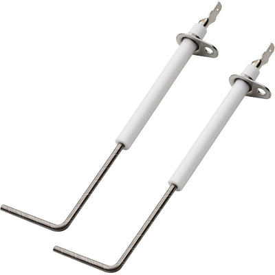 Two 69W43 furnace flame sensors with white ceramic insulators and bent metal rods.