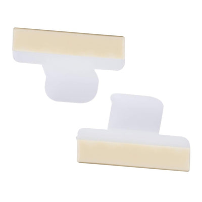 Two white dishwasher splash shields with adhesive backing for Frigidaire and Kenmore dishwashers.