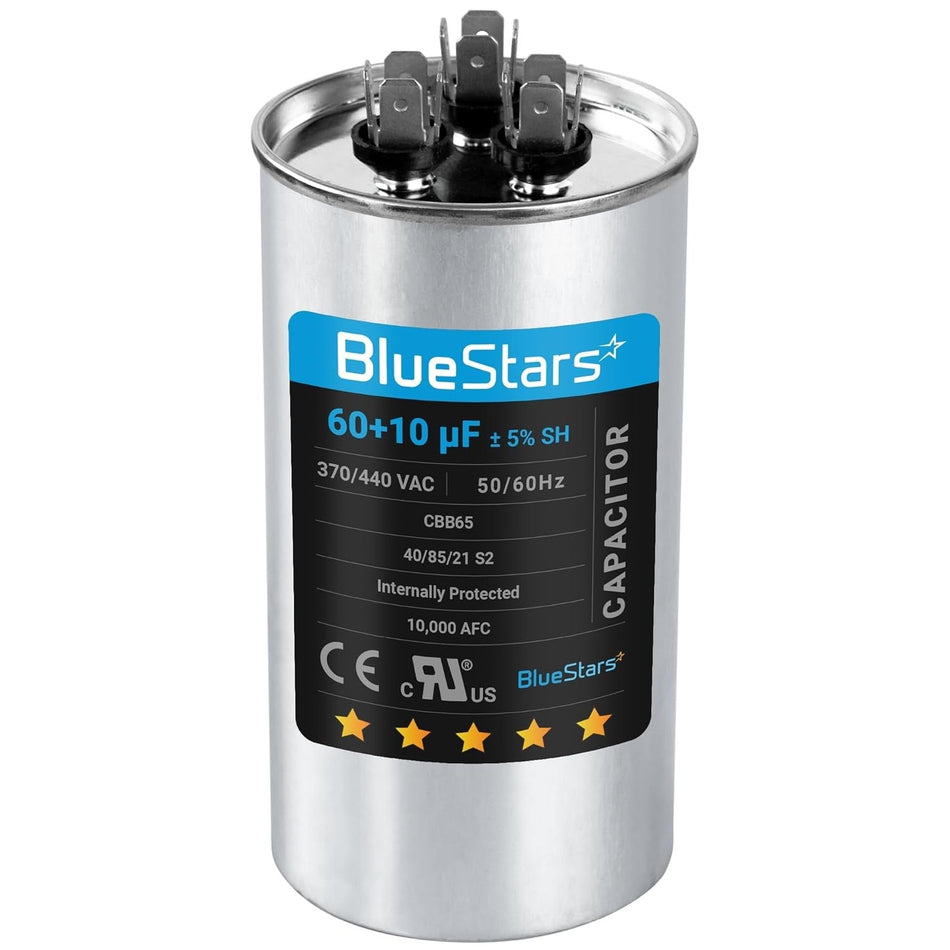 60+10 uf 370-440VAC ±5% Volts Dual Round Run Start Capacitor