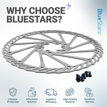 203mm stainless steel bike disc brake rotor with 6 mounting bolts for MTB and road bikes.