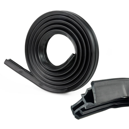 Coiled black dishwasher tub door seal gasket replacement for GE and Hotpoint dishwashers with close-up profile view.