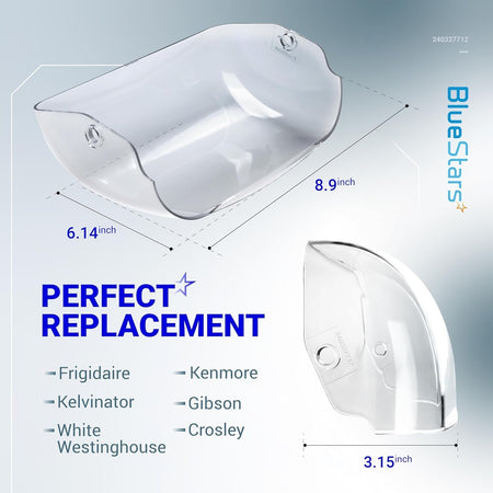 240337712 refrigerator dairy door replacement with dimensions for Frigidaire, Crosley, and Kenmore appliances.