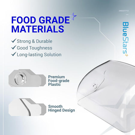 Infographic showing 240337712 refrigerator dairy door features including food-grade plastic and smooth hinged design.