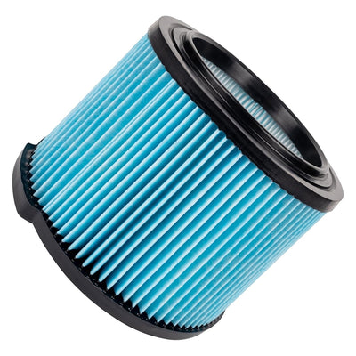 Single blue 3-layer pleated replacement filter for Ridgid VF3500 wet dry vacuum cleaners.