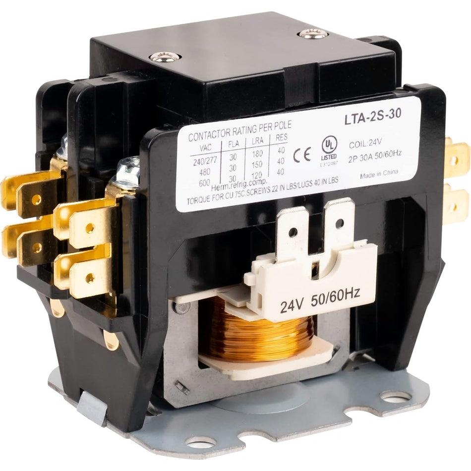 2 Pole Contactor 30 Amp 24VAC Coil