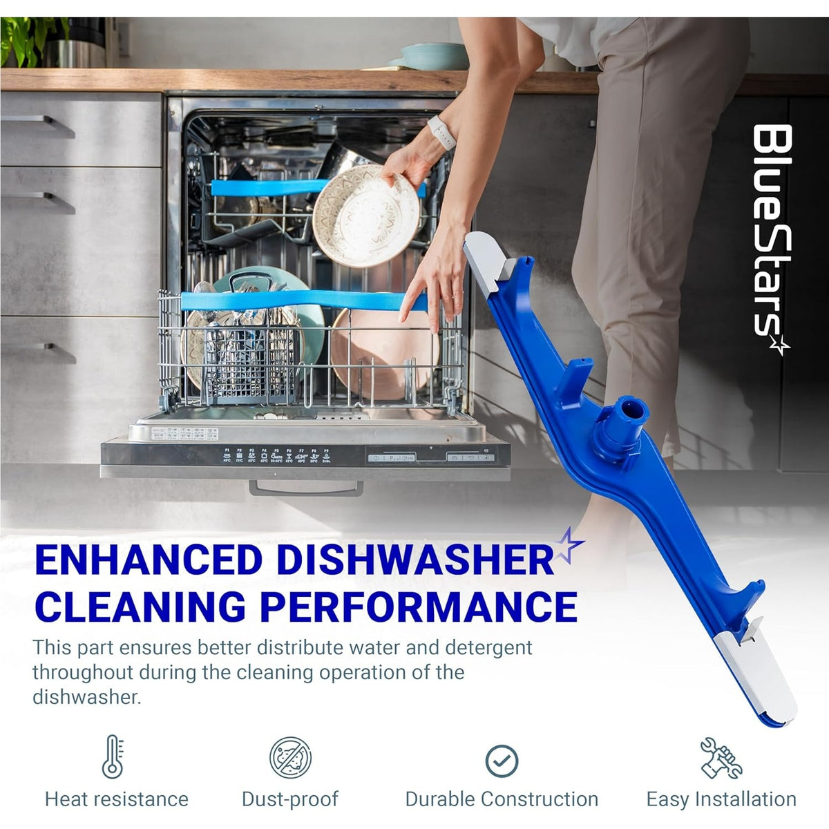 BlueStars 5304517203 dishwasher lower spray arm replacement for Frigidaire and Kenmore appliances.