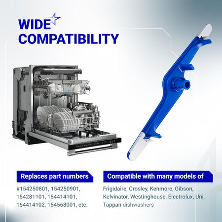5304517203 dishwasher lower spray arm replacement part shown with compatibility information and dishwasher graphic.