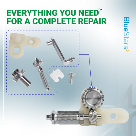 Chain tensioner kit components and assembled adjuster mechanism for Stihl chainsaws.