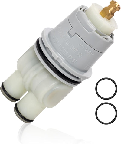 RP46074 shower valve cartridge with two replacement O-rings.