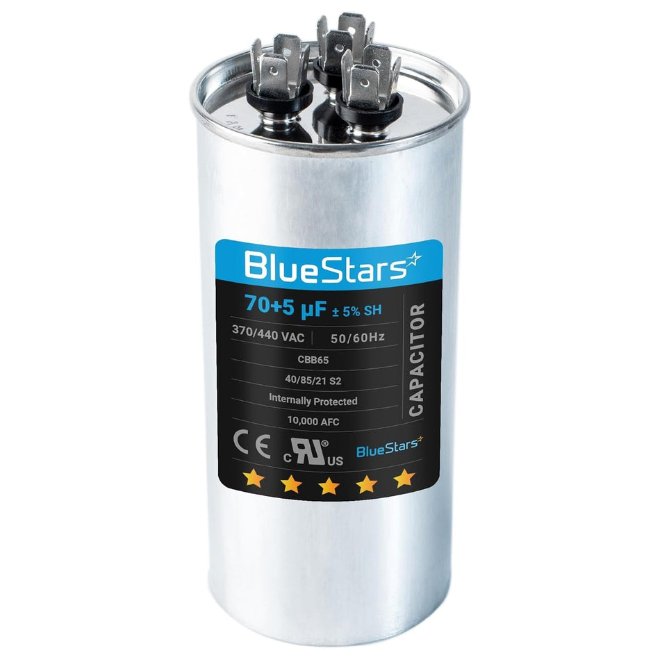 70+5 uF ±5% 70/5 MFD 370/440 VAC Dual Run Start Round Capacitor