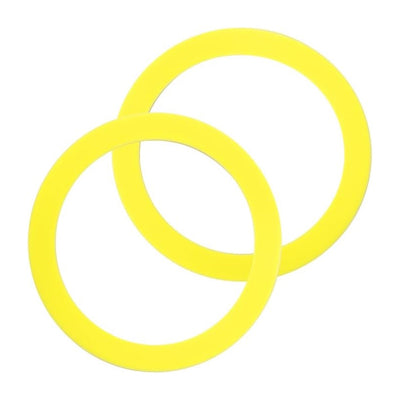 Two yellow K-GP1059291 canister flush valve seals shown together.