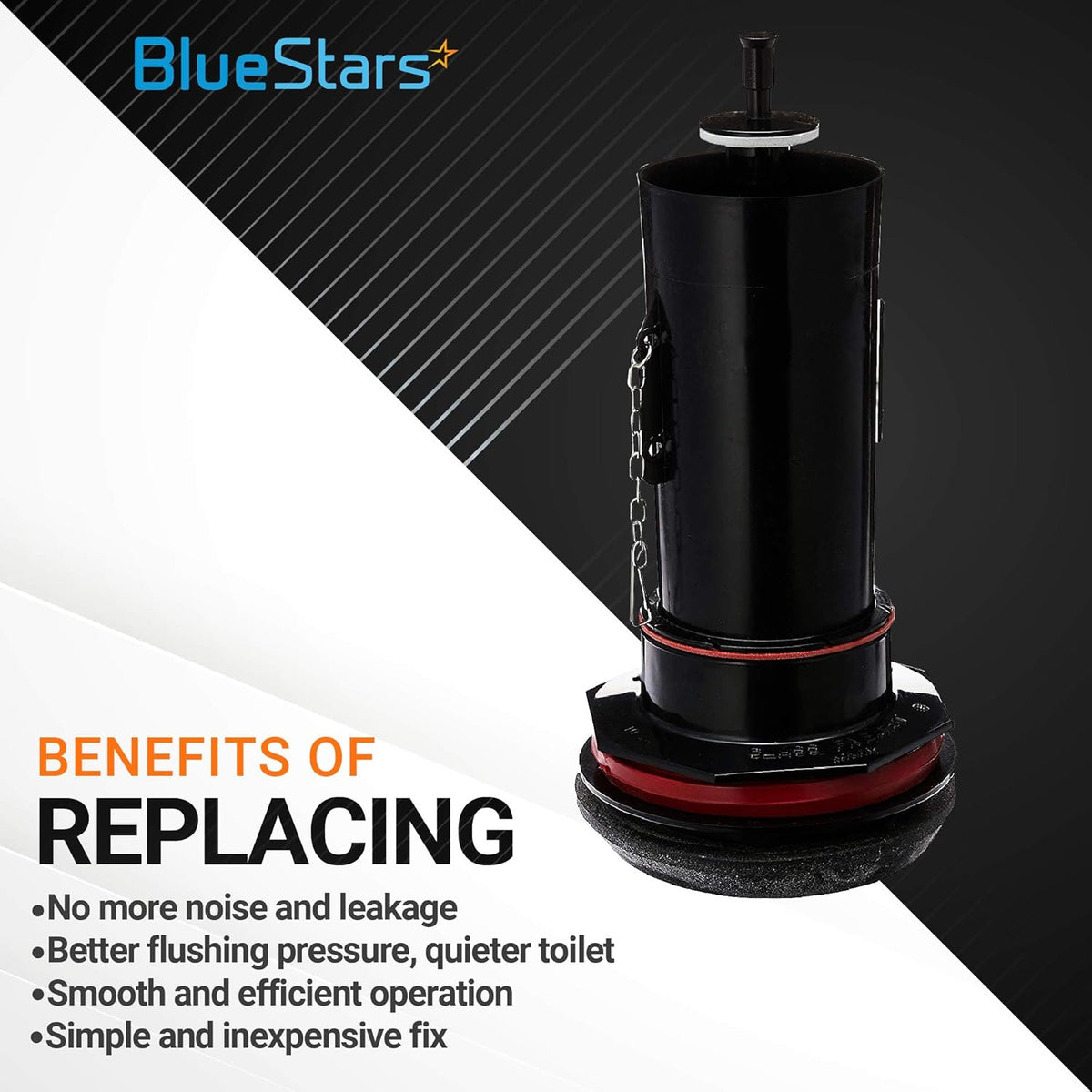 K-GP1059291 canister flush valve assembly with red rubber seal for toilet repair.