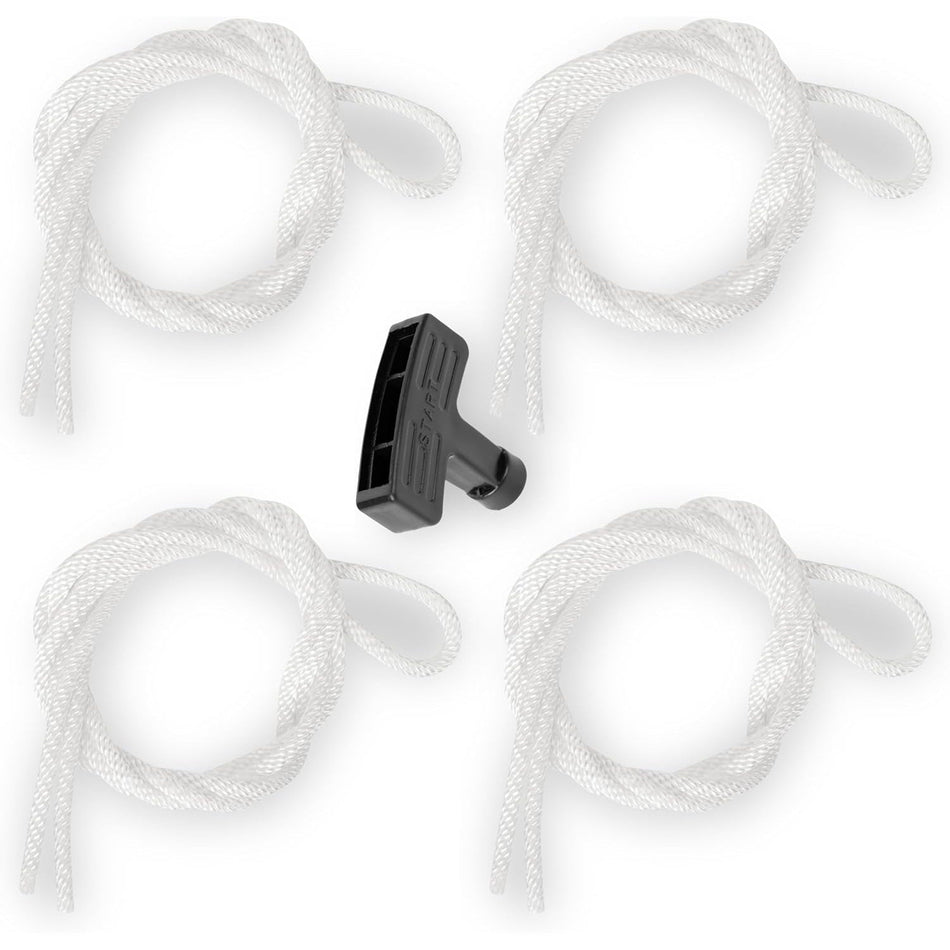 Four 140cm pull start ropes and one black handle grip for Predator 212 and Honda GX series engines.