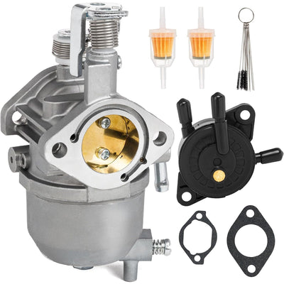 Carburetor kit for Kawasaki FJ400D engine including fuel pump, fuel filters, gaskets, and cleaning tool set.