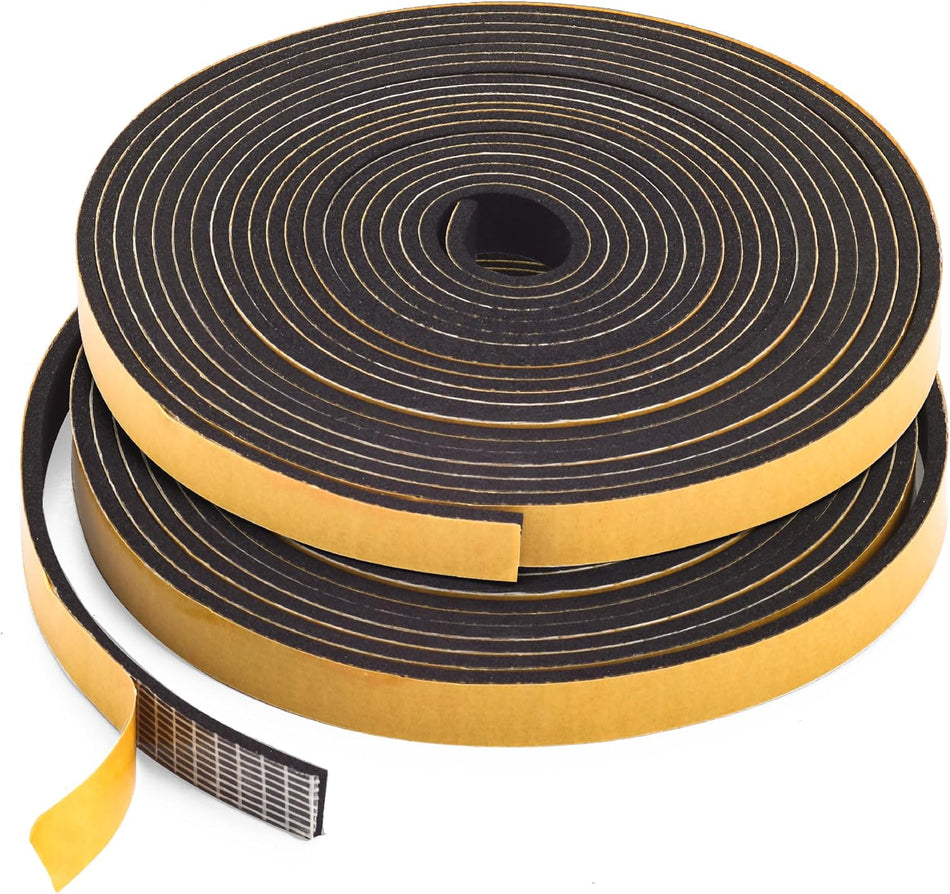 Adhesive Door & Window Foam Tape 1/2"W x 1/8" T 33ft