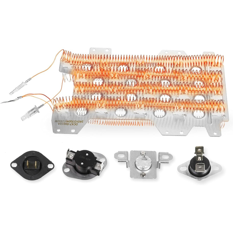 DC47-00032A Dryer Heating Element Kit Replacement for Samsung Dryers (3-Wire) - Includes DC47-00018A Thermostat DC96-00887A Thermal Fuse DC47-00016A Thermal Fuse DC32-00007A Thermistor