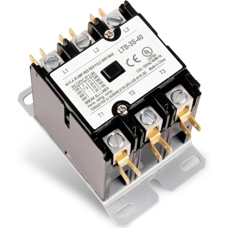 [Lifetime Warranty] 3 Pole 40 Amp Contactor 120V Coil DP Contactor HVAC Contactor - 42CF35AF Equivalent