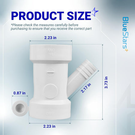 212332 Condensate Drain Pipe size diagram showing 2.23, 3.73, 2.77, and 0.87 inch measurements
