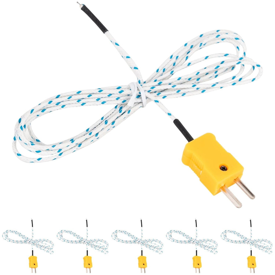 Pack of 5 Temperature Probe for TM902C Yellow or Orange Temperature Measuring Line