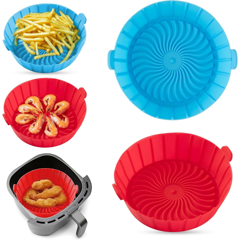 6.5in Air Fryer Silicone Liners for 1 to 3 QT Air Fryer - Reusable Silicone Pot Bowl, Baking Tray Basket