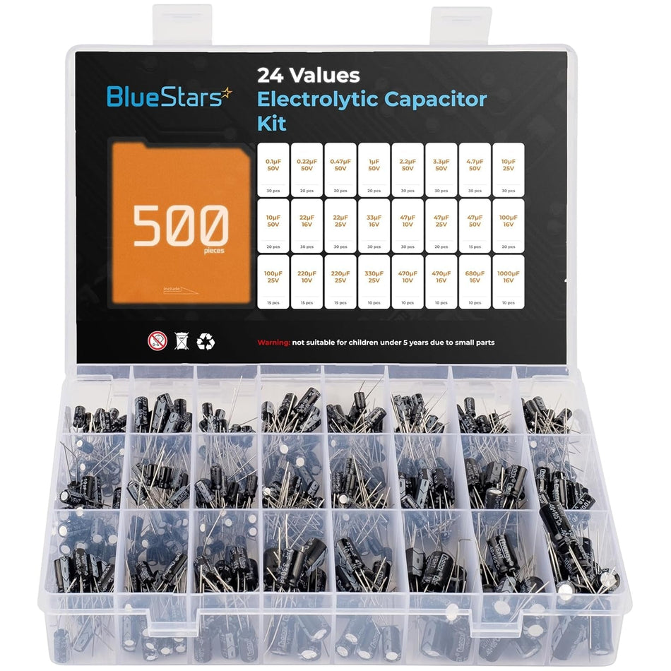 24-Value Aluminum Electrolytic Capacitor 500 pcs