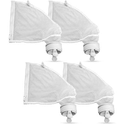 Pack of four white nylon mesh zippered replacement bags for Polaris 280 and 480 pool cleaners.