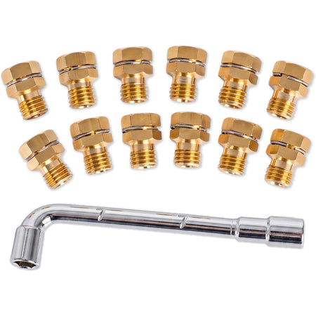 GRLP4 LP Gas Conversion Kit with 12 brass orifices and a chrome wrench shown on a white background