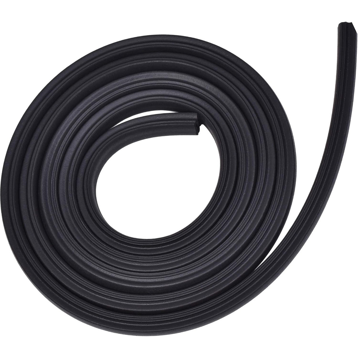 Coiled black dishwasher door seal gasket for Maytag, Amana, and Whirlpool appliances.