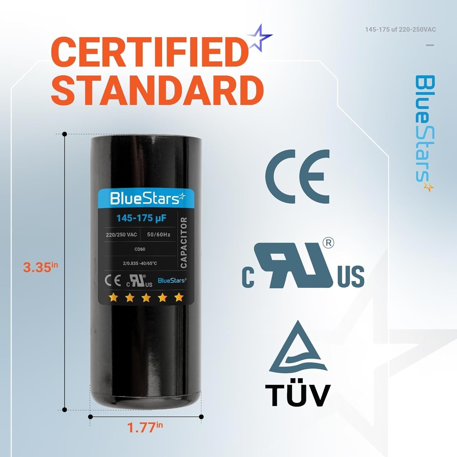 145-175 MFD uf 220-250V Round Start Capacitor