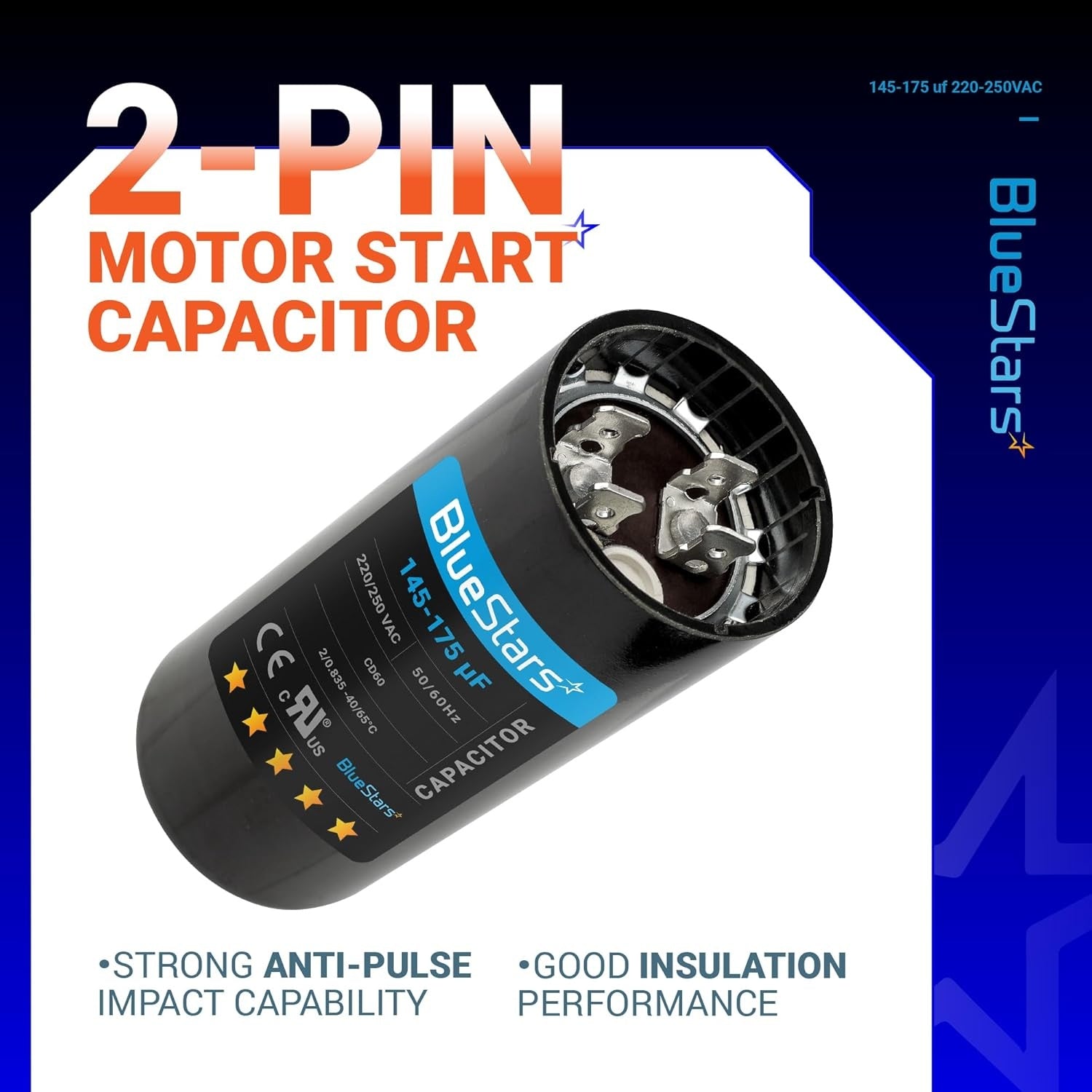 145-175 MFD uf 220-250V Round Start Capacitor