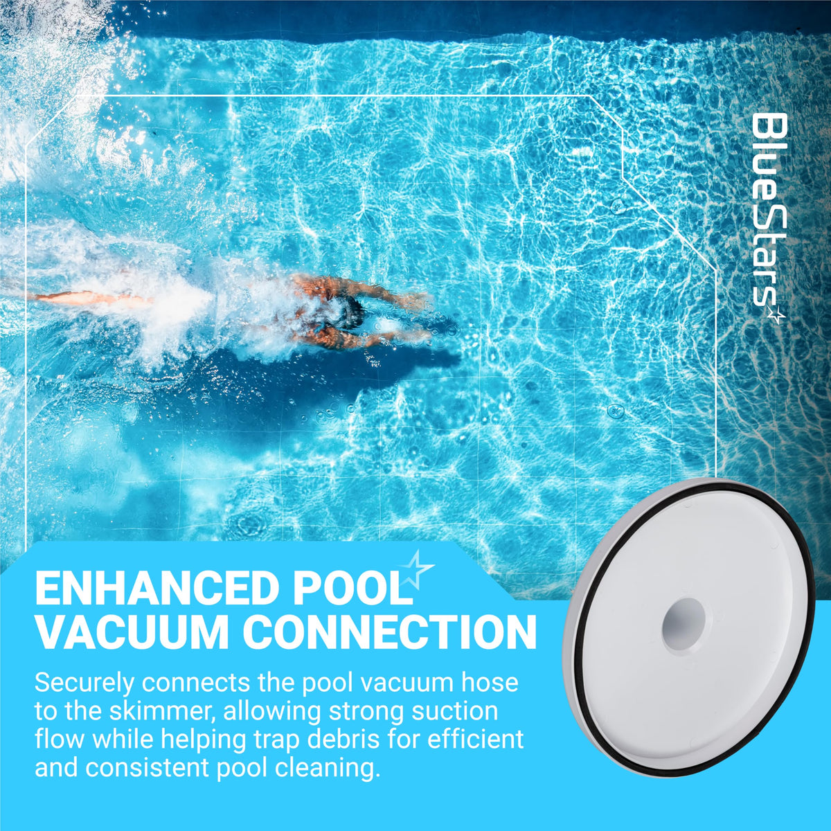 SP1106 pool skimmer vacuum plate replacement with black gasket for Hayward in-ground skimmers.