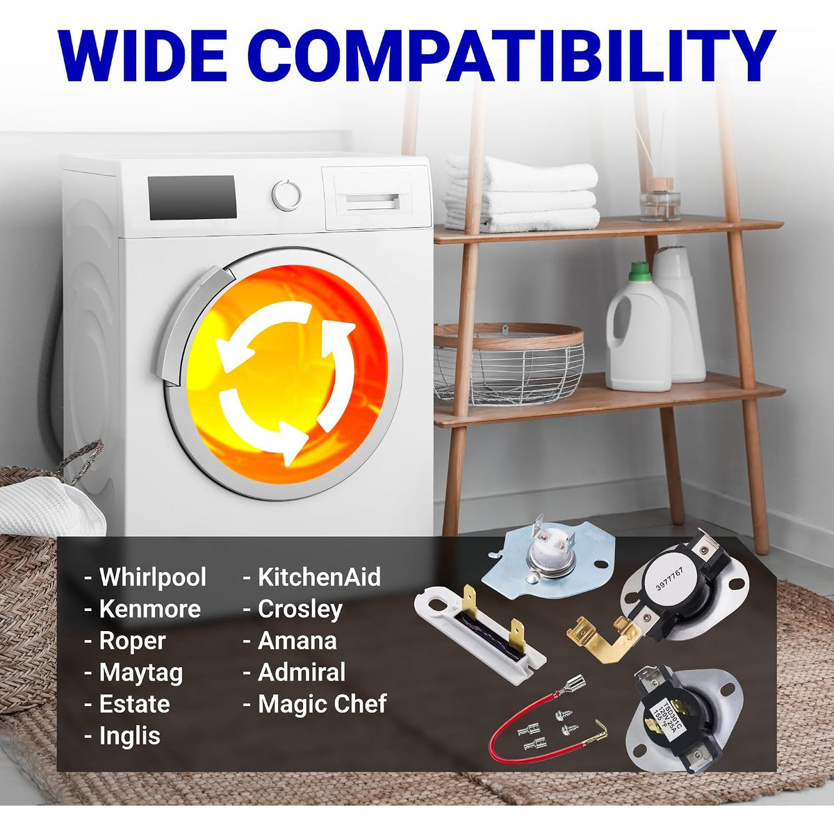 3387134 Cycling Thermostat kit with 3392519 fuse and 3977393/3977767 switches, wide compatibility graphic
