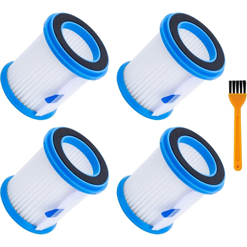 HEPA Filter with White Mesh - Washable and Reusable - Pack of 4 + Brush