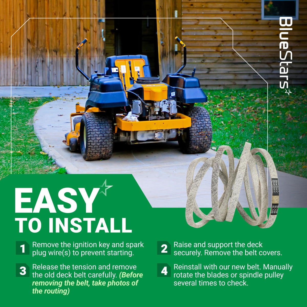 Installation guide for 041-1650-00 deck belt replacement on Bad Boy zero-turn mowers.