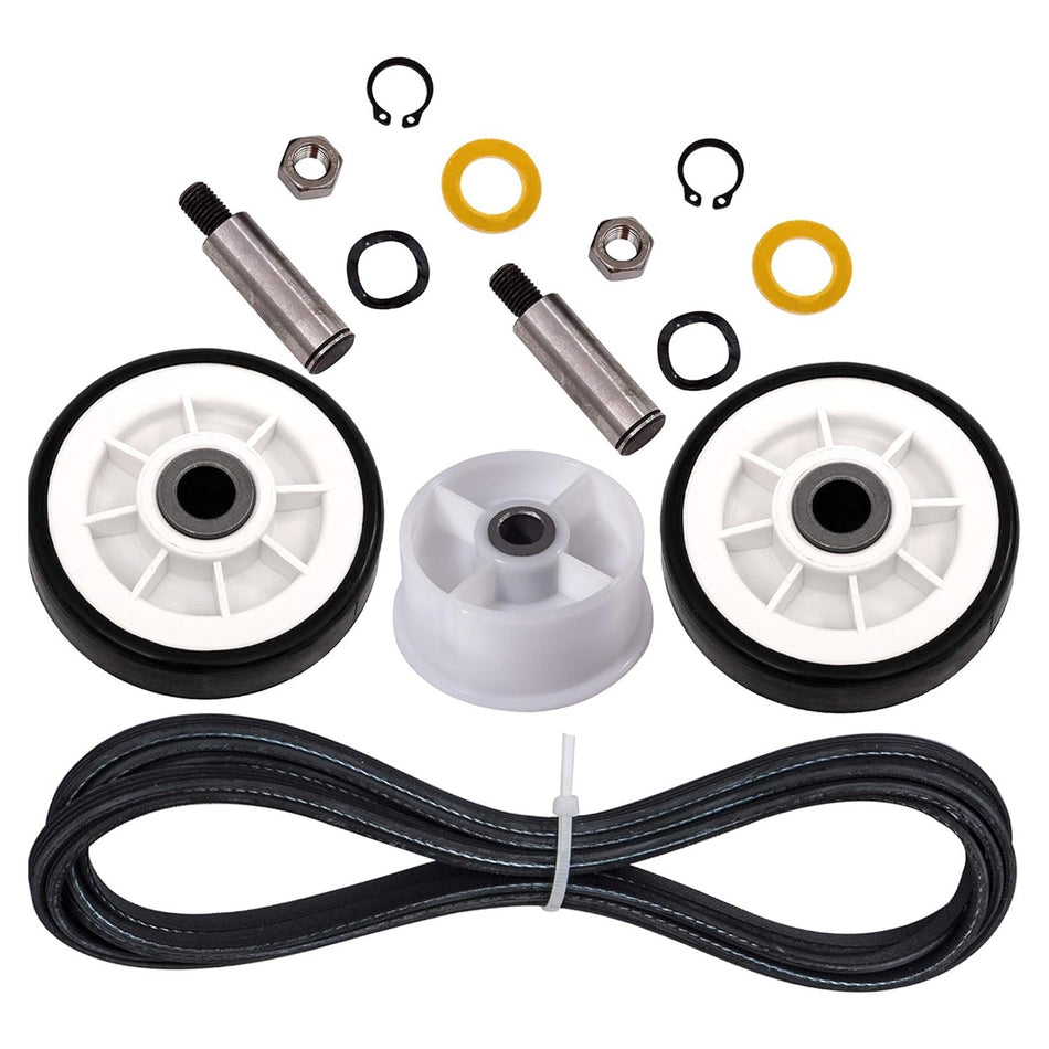 12001541, 303373, 303373K Dryer Drum Roller Kit & 6-3700340 Dryer Idler Pulley & WP33002535 Dryer Drum Belt Repair Kit