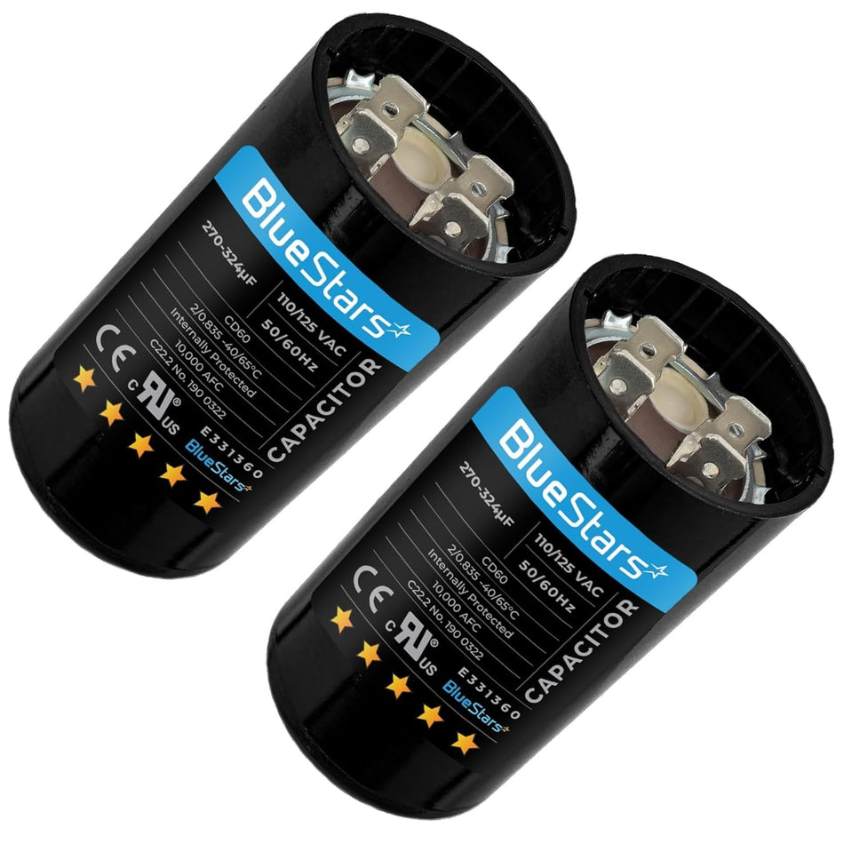 270-324 uF/MFD 110-125 VAC Round Motor Start Capacitor - Pack of 2